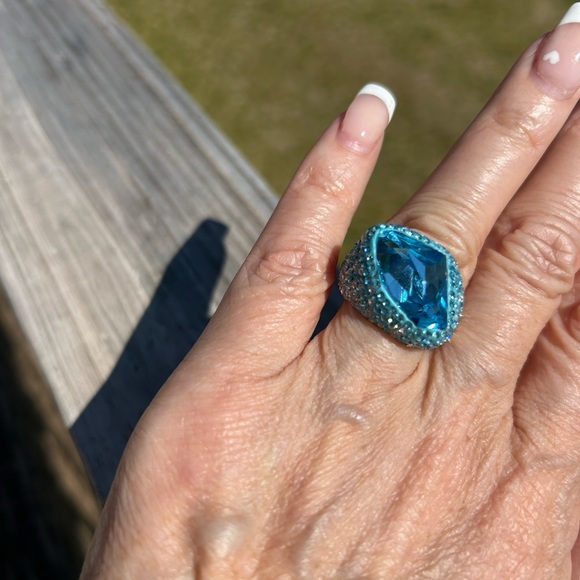 Vintage Swarovski Pave set crystal ring Sz 6 - Picture 5 of 7